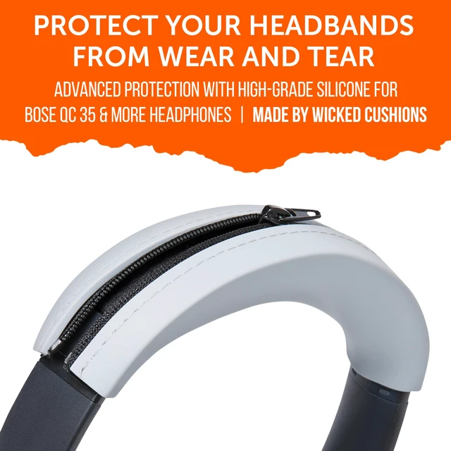 Alt view image 4 of 7 - BandZ QC35 - Silicone Headband Cover for Bose QuietComfort 35, 35ii & 45 Made by Wicked Cushions Also fits QC 2023 & More, Enhanced Style & Sweat Protection Silver