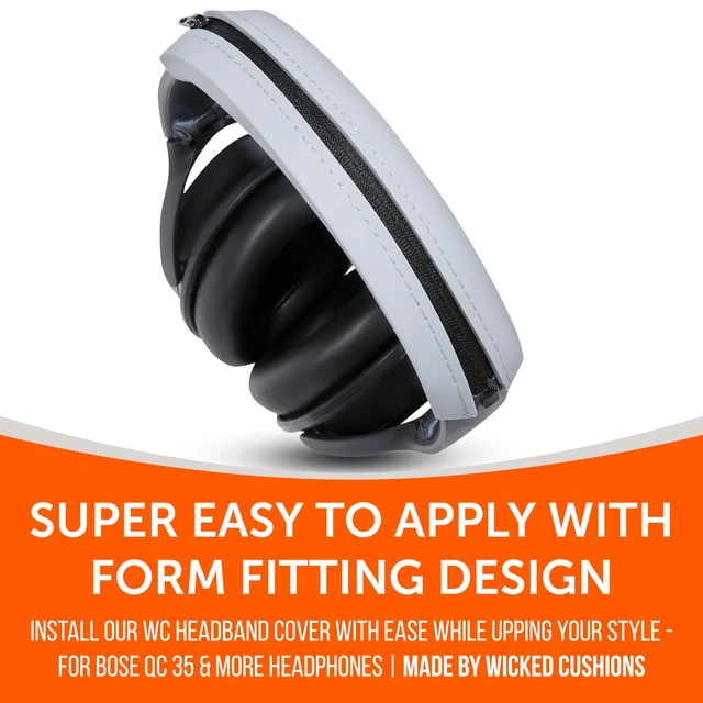 Alt view image 6 of 7 - BandZ QC35 - Silicone Headband Cover for Bose QuietComfort 35, 35ii & 45 Made by Wicked Cushions Also fits QC 2023 & More, Enhanced Style & Sweat Protection Silver