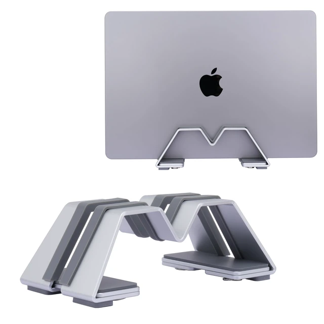 Alt view image 3 of 5 - Adjustable Vertical Laptop Stand - Aluminum, Universal Fit for All Laptops (10-30mm Thickness) - Fashion Design, Adjustable Width, Anti-Slip & Scratch-Resistant, Patented Design