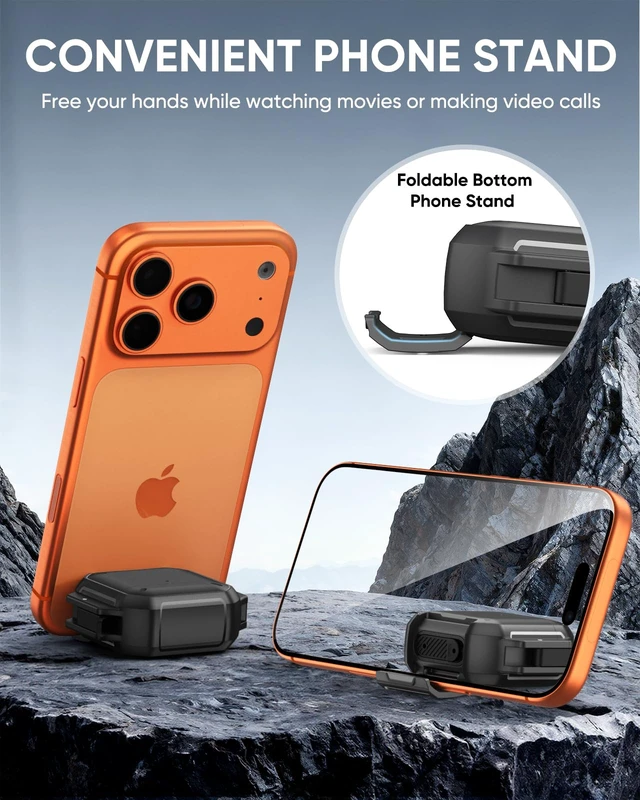 Alt view image 6 of 7 - for AirPods 4 / AirPods 5 Case Cover with Lock, Waterproof, Black Secure Lock, IP68 Waterproof, MilitaryGrade Shockproof, Keychain, Phone Stand, Cleaner Kit