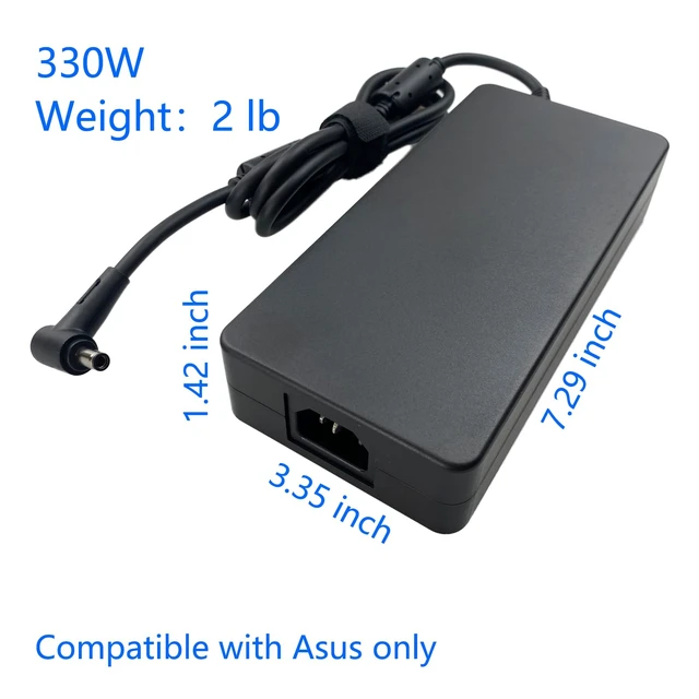 Alt view image 5 of 7 - 330W AC Adapter 20V 16.5A A22-330P1A Fit for ASUS ROG Strix Scar 16 17 18 ASUS Strix G16 G17 G18 G634JY G634JZ G733PZ G733PY G733P G733 G733CX G814JI G834JY ROG Zephyrus Duo 16 Laptop Power Supply