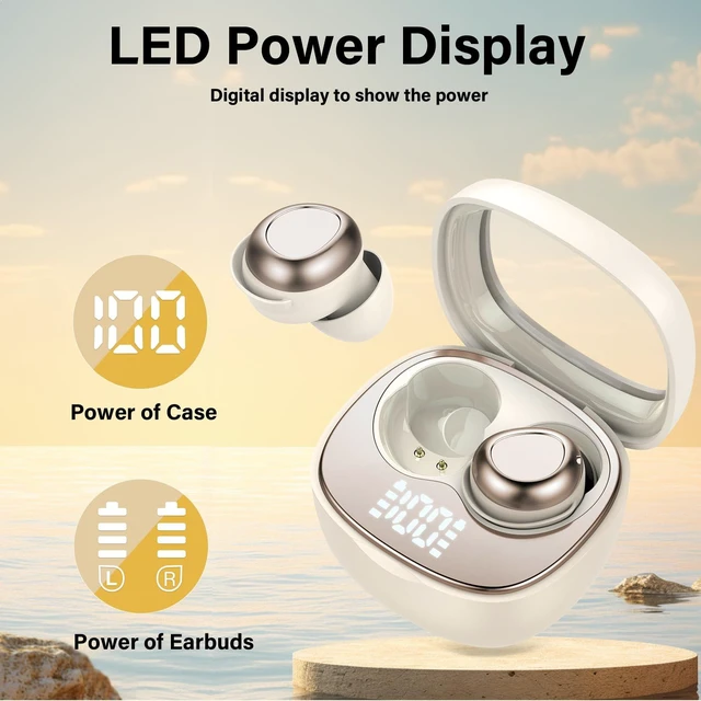 Alt view image 2 of 7 - Wireless Earbuds, ENC 40dB Noise Cancelling Headphones, 45H Playtime, Bluetooth 5.4, 10mm Drivers with 5 EQ, ENC Dual Mic, IPX7 Waterproof, Sleep Mode, Digital Battery Display White