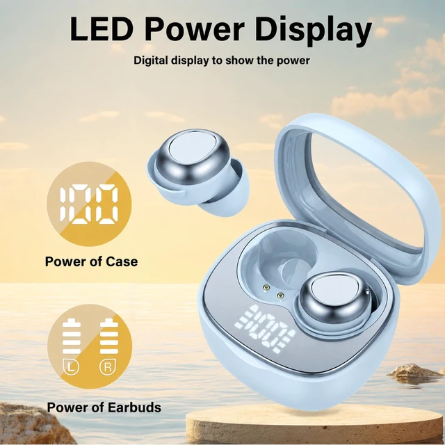Alt view image 2 of 7 - Wireless Earbuds, ENC 40dB Noise Cancelling Headphones, 45H Playtime, Bluetooth 5.4, 10mm Drivers with 5 EQ, ENC Dual Mic, IPX7 Waterproof, Sleep Mode, Digital Battery Display Blue