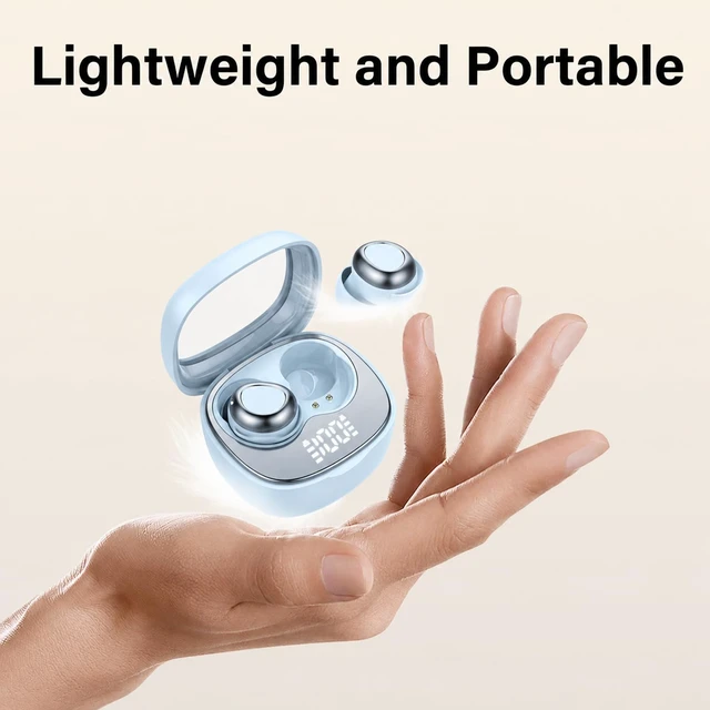 Alt view image 3 of 7 - Wireless Earbuds, ENC 40dB Noise Cancelling Headphones, 45H Playtime, Bluetooth 5.4, 10mm Drivers with 5 EQ, ENC Dual Mic, IPX7 Waterproof, Sleep Mode, Digital Battery Display Blue