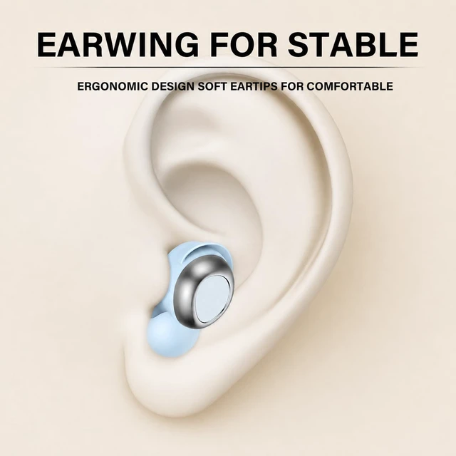 Alt view image 4 of 7 - Wireless Earbuds, ENC 40dB Noise Cancelling Headphones, 45H Playtime, Bluetooth 5.4, 10mm Drivers with 5 EQ, ENC Dual Mic, IPX7 Waterproof, Sleep Mode, Digital Battery Display Blue