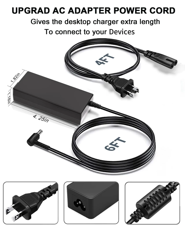 Alt view image 5 of 7 - 90W 19.5V 4.7A Laptop Charger for Sony Vaio VGP PCG & Bravia TV KDL Series 19.5V Power Cord with Bravia TV KDL Series KDL-32W600D KDL-40W650D KDL-40R510C KDL-48R510C KDL-48W600B KDL-40W600B