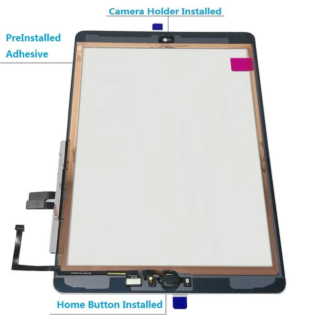 Alt view image 3 of 6 - for Black iPad 6 2018 6th Generation A1893 A1954 Touch Screen Digitizer Assembly Replacement with Home Button,Camera Bracket,Pre-Installed Adhesive,Tool Repair Kit
