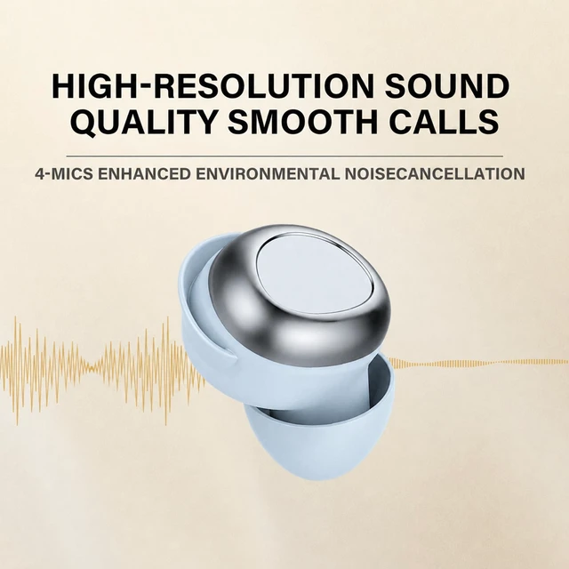 Alt view image 5 of 7 - Wireless Earbuds, ENC 40dB Noise Cancelling Headphones, 45H Playtime, Bluetooth 5.4, 10mm Drivers with 5 EQ, ENC Dual Mic, IPX7 Waterproof, Sleep Mode, Digital Battery Display Blue