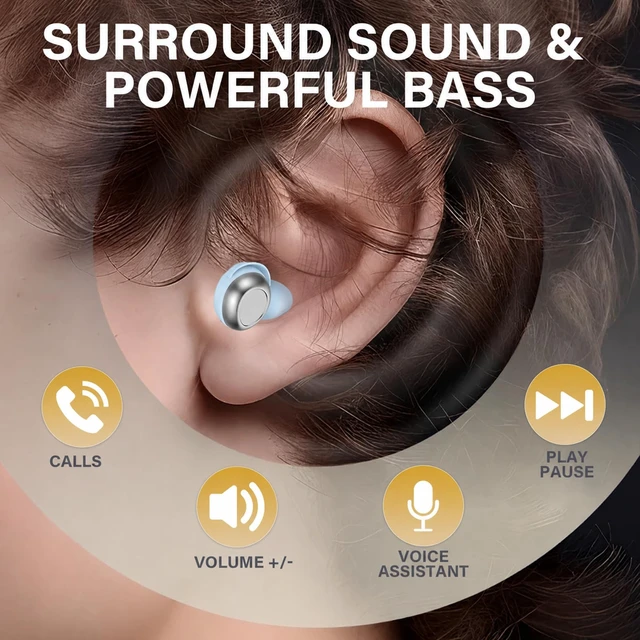 Alt view image 7 of 7 - Wireless Earbuds, ENC 40dB Noise Cancelling Headphones, 45H Playtime, Bluetooth 5.4, 10mm Drivers with 5 EQ, ENC Dual Mic, IPX7 Waterproof, Sleep Mode, Digital Battery Display Blue