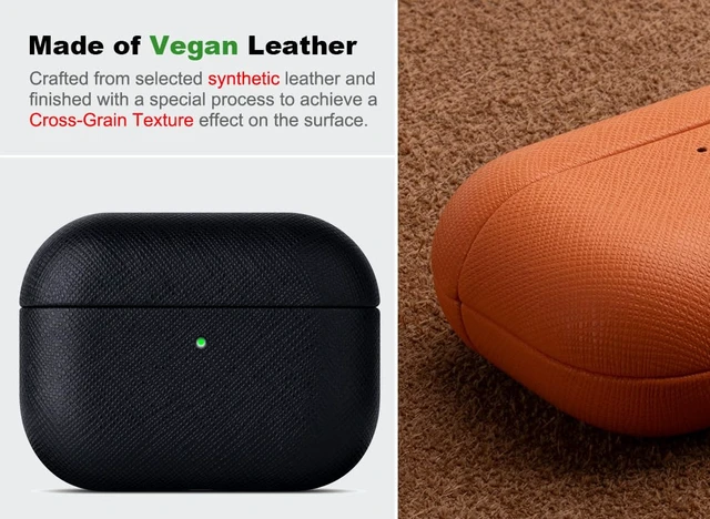 Alt view image 2 of 5 - for AirPods Pro 3 Case Cover - AirPods Pro 3rd Generation Case Premium Vegan Leather, Fully-Wrapped Design, Supports Wireless Charging, Cross-Grain Texture - Black