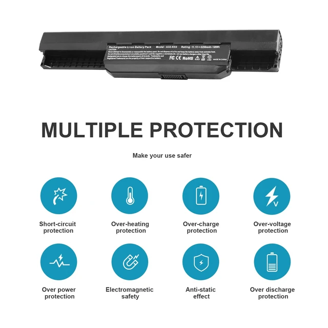 Alt view image 3 of 7 - Asus Laptop Battery A31-K53 A32-K53 A32-K53S A41-K53 A42-K53 10.8 5200mAh Replacement