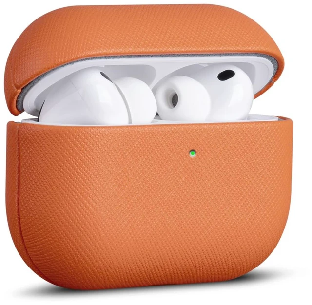 Main image of for AirPods Pro 3 Case Cover - AirPods Pro 3rd Generation Case Premium Vegan Leather, Fully-Wrapped Design, Supports Wireless Charging, Cross-Grain Texture - Orange