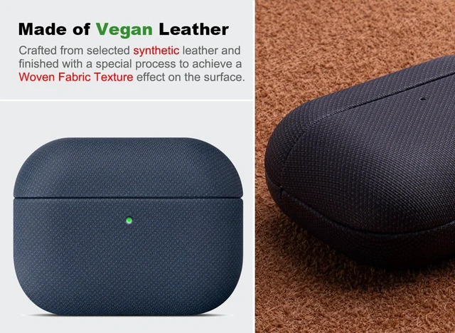 Alt view image 2 of 5 - for AirPods Pro 3 Case Cover - AirPods Pro 3rd Generation Case Premium Vegan Leather, Fully-Wrapped Design, Supports Wireless Charging, Woven Fabric Texture - Blue