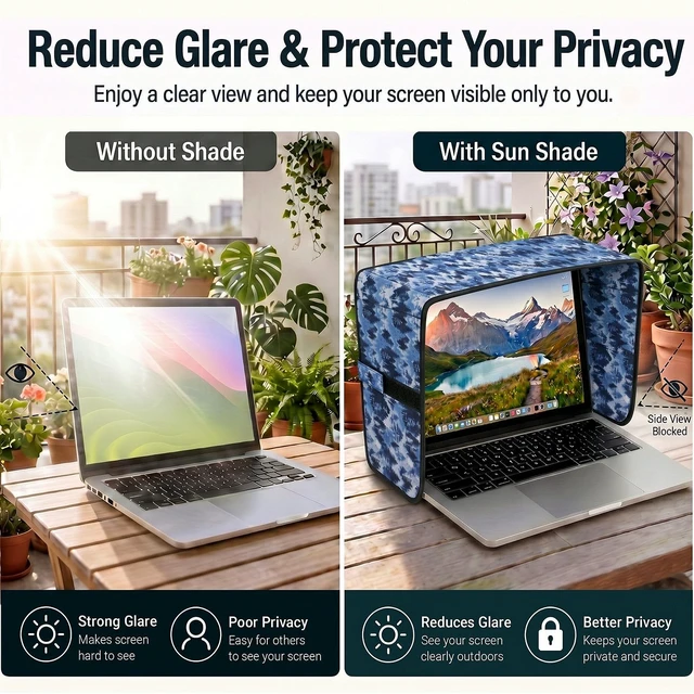 Alt view image 5 of 7 - Laptop Shade 15-16 Inch, Outdoor Forest Foldable Sun Visor Blocks Glare, Protect Screen for Outdoor Work, Lightweight Anti-glare Hood, Portable Laptop Block
