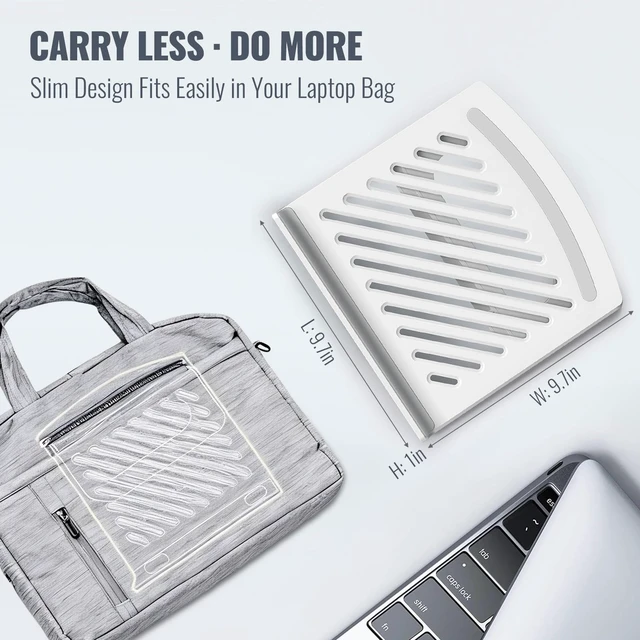 Alt view image 6 of 6 - White Laptop Stand for Desk, Adjustable Foldable Laptop Riser Raise your laptop for work, study, and video calls with airflow slots, silicone pads, and a fold-flat design for storage