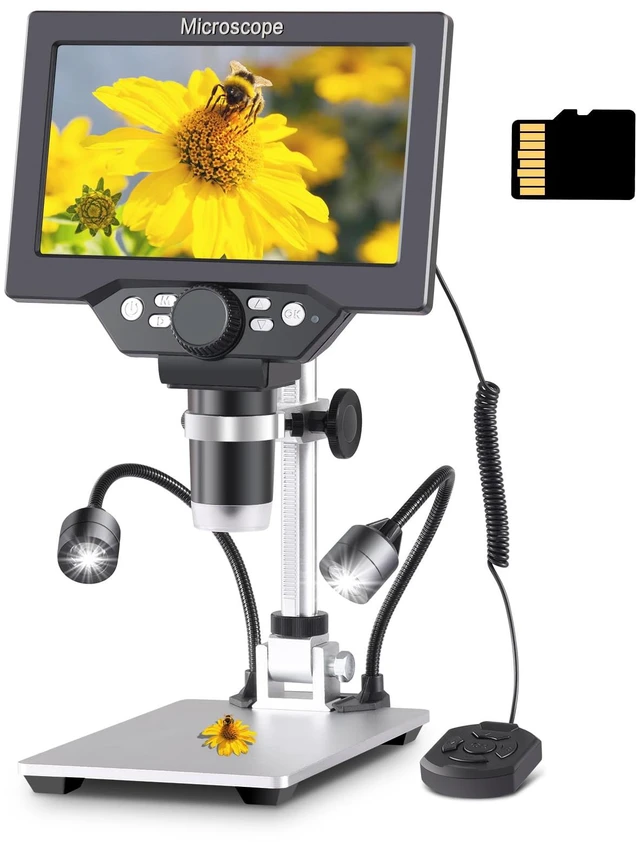 Main image of 7 Inch LCD Digital Microscope 12MP 1080P with 32G TF Card USB Camera, Fill Lights Included, For Coins & Circuits, 1080P Resolution, 12MP Clarity