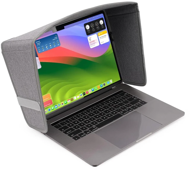 Main image of Laptop Sun Shade for Outdoor Work, Computer Privacy Hood, Gray Light Weight Glare Shield, Foldable Shield Cover, For Most 15-16" Laptop