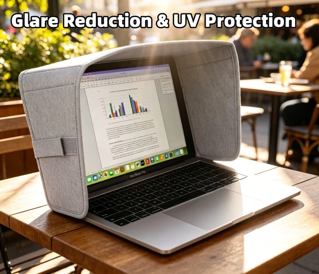 Alt view image 4 of 7 - Laptop Sun Shade for Outdoor Work, Computer Privacy Hood, Gray Light Weight Glare Shield, Foldable Shield Cover, For Most 15-16" Laptop