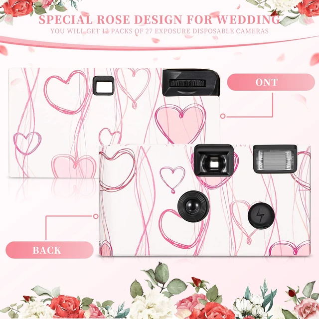 Alt view image 3 of 7 - 8 Pack Pink Disposable Cameras Bulk, 35mm Film Single Use Camera with Flash One Time Retro Photo Camera for Wedding Guests, Party Favors, Birthday, Travel, Anniversary, Honeymoon, and Special Events