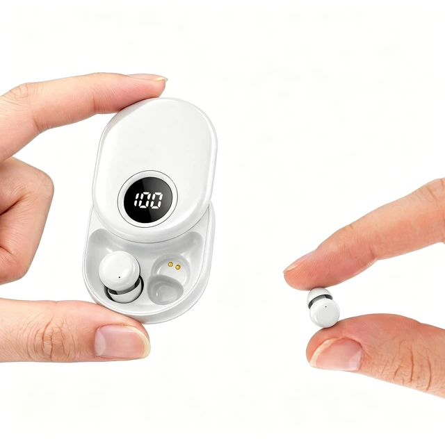 Main image of Invisible Sleep Earbuds for Side Sleepers, Mini Bluetooth Headphones, White Ultra-small wireless Earphones with LED power display and a noise-blocking for Sports, travel, work,side sleeping