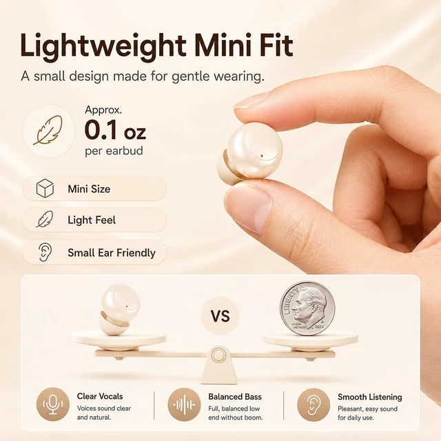 Alt view image 6 of 7 - Invisible Sleep Earbuds for Side Sleepers, Mini Bluetooth Headphones, Skin Ultra-small wireless Earphones with LED power display and a noise-blocking for Sports, travel, work,side sleeping