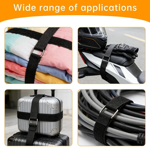 Alt view image 6 of 6 - 1.5" x32ft Hook and Loop Straps, Long Adjustable Fastening Straps with 30 Metal Buckles, Cut to Length Cinch Straps, Reusable Nylon Securing Cord Ties for Organizer or Storage