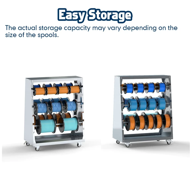 Alt view image 3 of 7 - 6-Rod Wire Spool Rack with Lockable Wheels, 300lbs Capacity, Gray Multiple Axle Cable Caddy & Dispenser, Warehouse Reel Storage Cart, Cord Holder Organizer for Electrical, Industrial