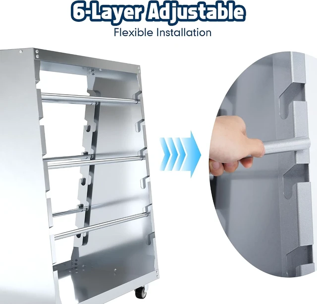 Alt view image 6 of 7 - 6-Rod Wire Spool Rack with Lockable Wheels, 300lbs Capacity, Gray Multiple Axle Cable Caddy & Dispenser, Warehouse Reel Storage Cart, Cord Holder Organizer for Electrical, Industrial