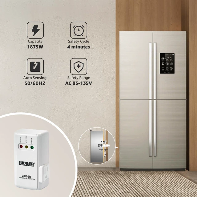 Alt view image 5 of 7 - Power Surge Protector for Appliances (LUDX-SRF), ETL Certified, Unique Side Socket, Connects to All Types of AC, Reliable AC Protection, 4-Minute Safety Cycle, 3 Modes LED Indicator