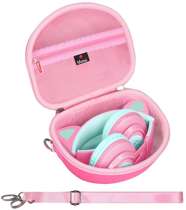 Main image of Hard Case Suitable for Riwbox CT-7 Pink/for Jack CT-7S Cat Green 3.5mm/ for iClever IC-HS01 Bluetooth Wireless Over-Ear Headphones Headset for Kids Travel Protective Case, Pink Case Only
