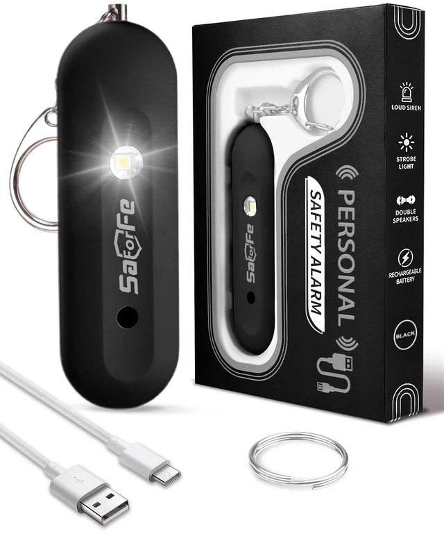 Main image of Personal Safety Alarm for Women - Waterproof Rechargeable Security Alarm - 140dB Extra Loud Siren with SOS Strobe Light - Self Defense Keychain for Women Girls Teens Seniors(Black)