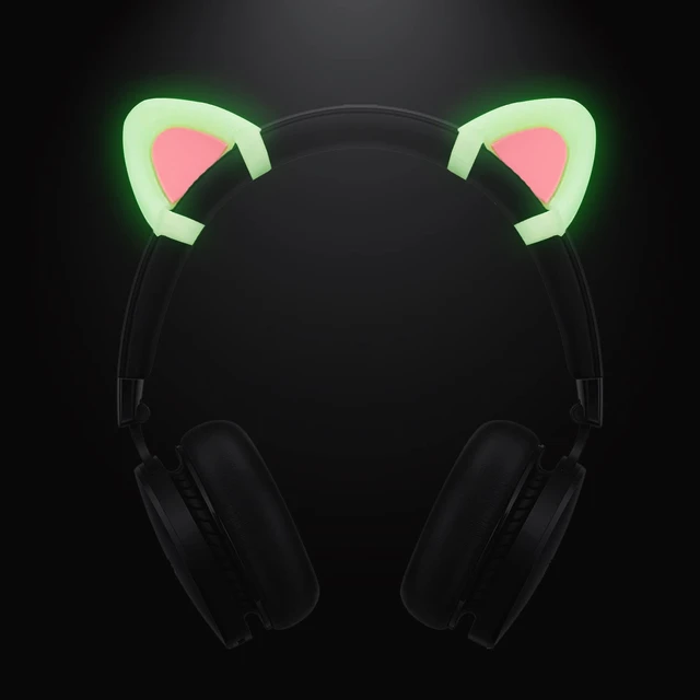 Alt view image 2 of 7 - Glow in Night Cute Cat Ears Fits for HypreX Cloud/Cloud Stinger/Cloud Flight Headsets, Universal Fit Lovely Kitty Adjustable Attachment Straps for Gaming Headphone,Light Yellow&Pink