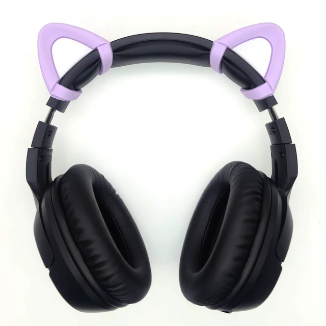 Alt view image 3 of 6 - Cute Cat Ears Fits for HypreX Cloud/Cloud Stinger/Cloud Flight Headsets, Universal Fit Lovely Kitty Adjustable Attachment Straps for Video Live Gaming Headphone,Purple & White