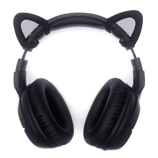 Alt view image 2 of 6 - Cute Cat Ears Fits for HypreX Cloud/Cloud Stinger/Cloud Flight Headsets, Universal Fit Lovely Kitty Adjustable Attachment Straps for Video Live Gaming Headphone,Black& Gray