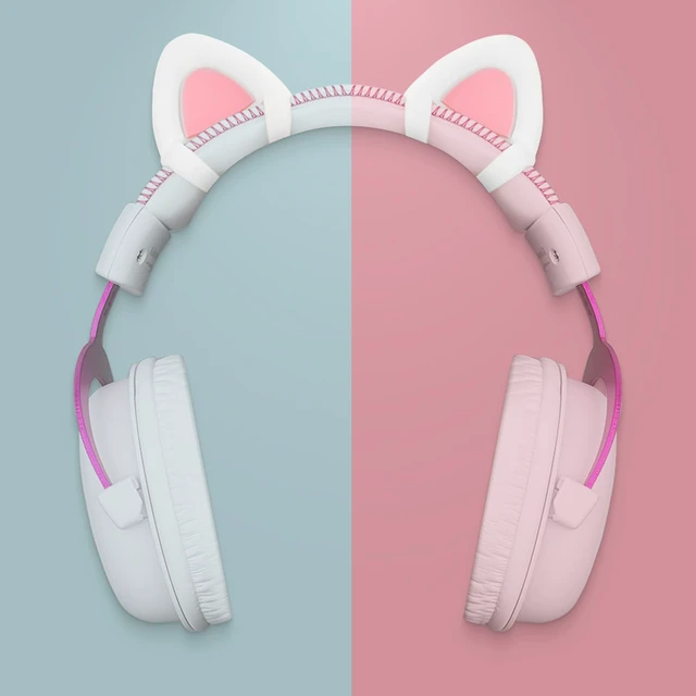 Alt view image 2 of 7 - Cute Pink Cat Ears Fits for HypreX Cloud/Cloud Stinger/Cloud Flight Headsets, Universal Fit Lovely Kitty Adjustable Attachment Straps for Video Live Gaming Headphone,White & Pink