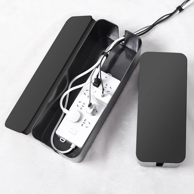 Alt view image 3 of 7 - Cable Management Box, 2 Pack Cable Organizer for Surge Protector Cord Organizer Box with 17-Piece Cable Management Set, Power Strip Holder for Desks, Floors, Home & Office