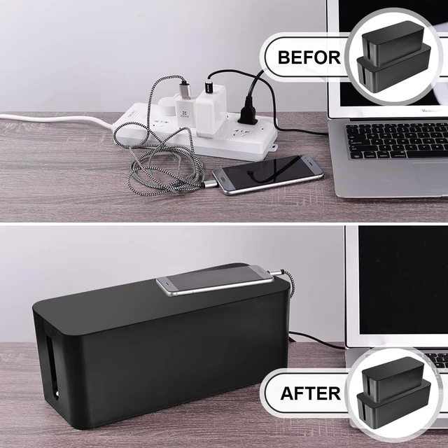 Alt view image 4 of 7 - Cable Management Box, 2 Pack Cable Organizer for Surge Protector Cord Organizer Box with 17-Piece Cable Management Set, Power Strip Holder for Desks, Floors, Home & Office