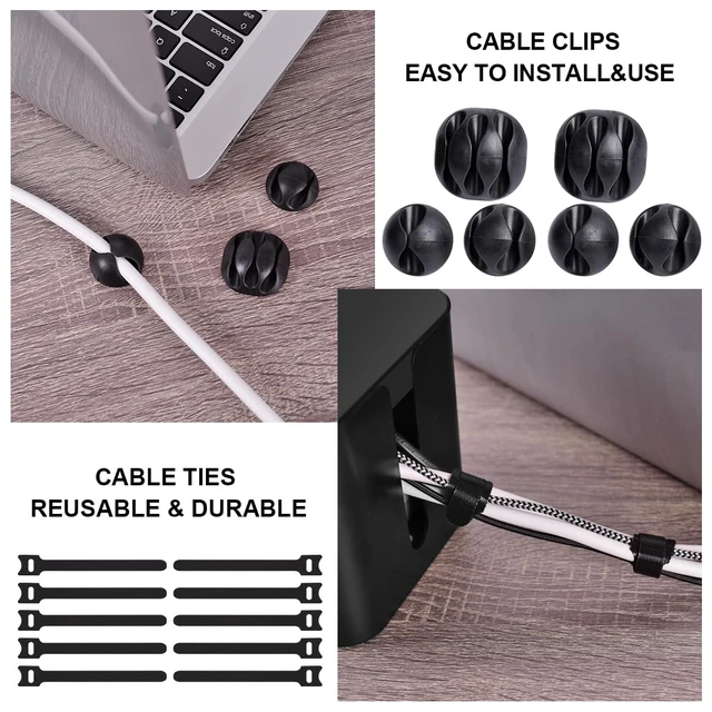 Alt view image 5 of 7 - Cable Management Box, 2 Pack Cable Organizer for Surge Protector Cord Organizer Box with 17-Piece Cable Management Set, Power Strip Holder for Desks, Floors, Home & Office