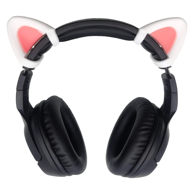 Alt view image 7 of 7 - Cute Pink Cat Ears Fits for HypreX Cloud/Cloud Stinger/Cloud Flight Headsets, Universal Fit Lovely Kitty Adjustable Attachment Straps for Video Live Gaming Headphone,White & Pink