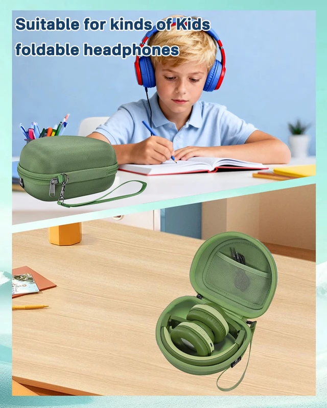 Alt view image 3 of 7 - Hard Travel Storage Case Compatible with iClever BTH12 / BTH26 / IMYB/JoySpark-T5 / Candy Bila BH03 Headphones, Protective Carrying Bag. (case only) (Olive)