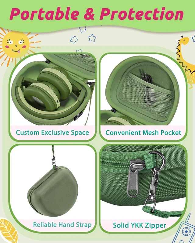 Alt view image 7 of 7 - Hard Travel Storage Case Compatible with iClever BTH12 / BTH26 / IMYB/JoySpark-T5 / Candy Bila BH03 Headphones, Protective Carrying Bag. (case only) (Olive)