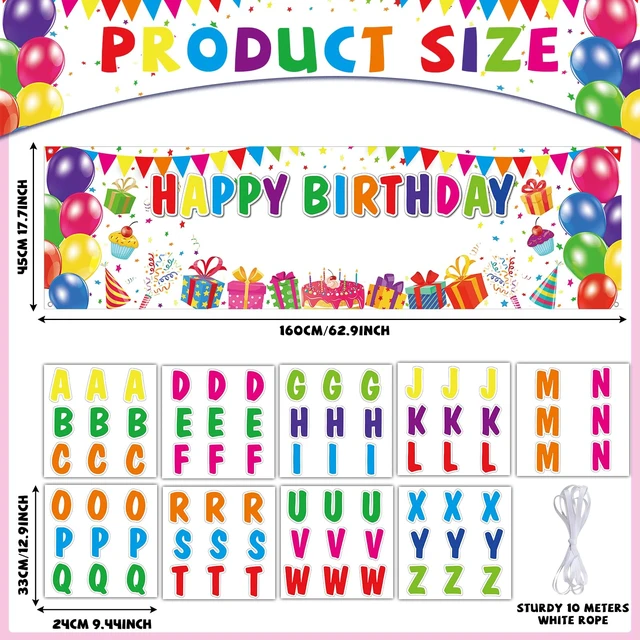 Alt view image 2 of 7 - Personalized Birthday Banner Happy Birthday Party Decor Custom DIY White Colorful Birthdays Backdrop with Name Alphabet Letter Sticker Happy Birthdays Sign Party Supplies for Men Women