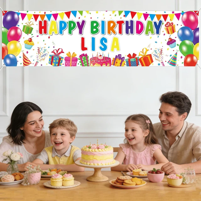 Alt view image 4 of 7 - Personalized Birthday Banner Happy Birthday Party Decor Custom DIY White Colorful Birthdays Backdrop with Name Alphabet Letter Sticker Happy Birthdays Sign Party Supplies for Men Women