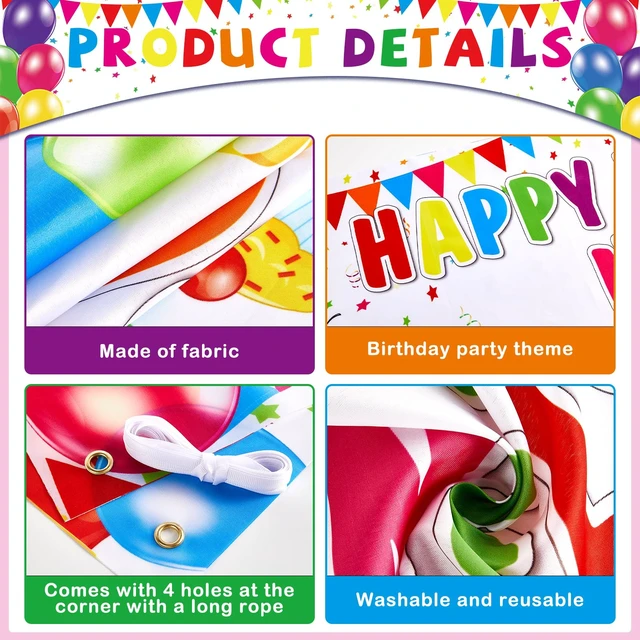 Alt view image 3 of 7 - Personalized Birthday Banner Happy Birthday Party Decor Custom DIY White Colorful Birthdays Backdrop with Name Alphabet Letter Sticker Happy Birthdays Sign Party Supplies for Men Women