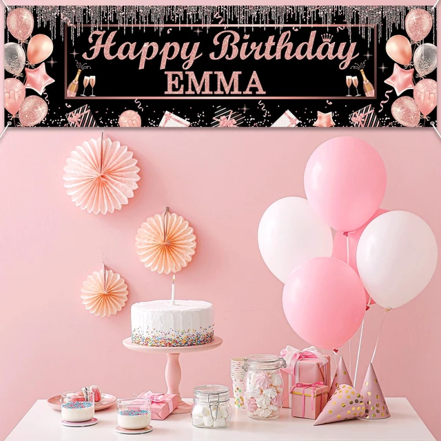 Alt view image 4 of 7 - Personalized Birthday Banner Happy Birthday Party Decor Custom DIY Rose and Gold Black Birthdays Backdrop with Name Alphabet Letter Sticker Happy Birthdays Sign Party Supplies for Men Women