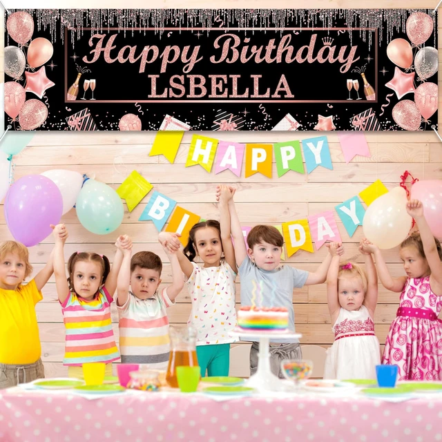 Alt view image 6 of 7 - Personalized Birthday Banner Happy Birthday Party Decor Custom DIY Rose and Gold Black Birthdays Backdrop with Name Alphabet Letter Sticker Happy Birthdays Sign Party Supplies for Men Women