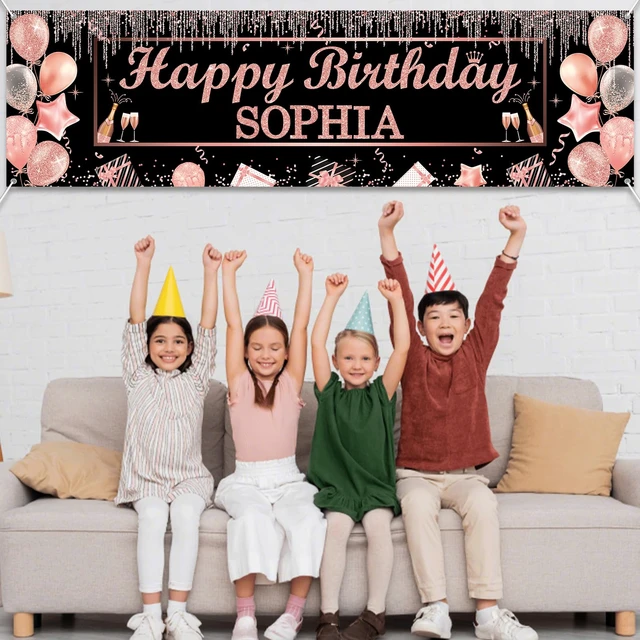 Alt view image 7 of 7 - Personalized Birthday Banner Happy Birthday Party Decor Custom DIY Rose and Gold Black Birthdays Backdrop with Name Alphabet Letter Sticker Happy Birthdays Sign Party Supplies for Men Women