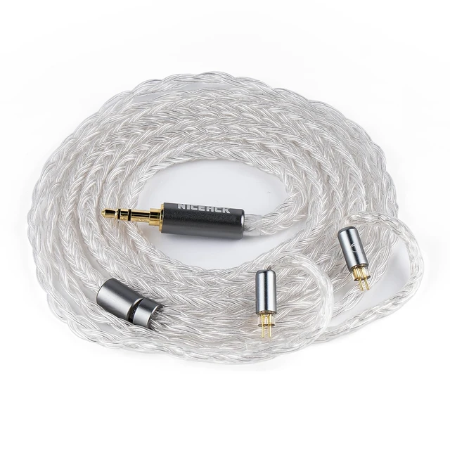 Alt view image 2 of 7 - IcyMoon 3.5mm Single-End 0.78mm 2Pin IEM Upgrade Cable 16-strand OCC silver plated OFC conductor, silver aluminum alloy shell, high fidelity sound, fits 2Pin in-ear monitor players