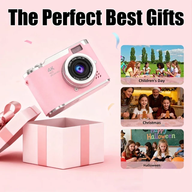 Alt view image 7 of 7 - Digital Camera 1080P,Autofocus 48MP Video Selfie Camera(32GB Card) Flip Screen Digital Camera 8X Zoom Anti Shake Compact Point and Shoot Camera for Kids Teens Beginner 2.4"Screen