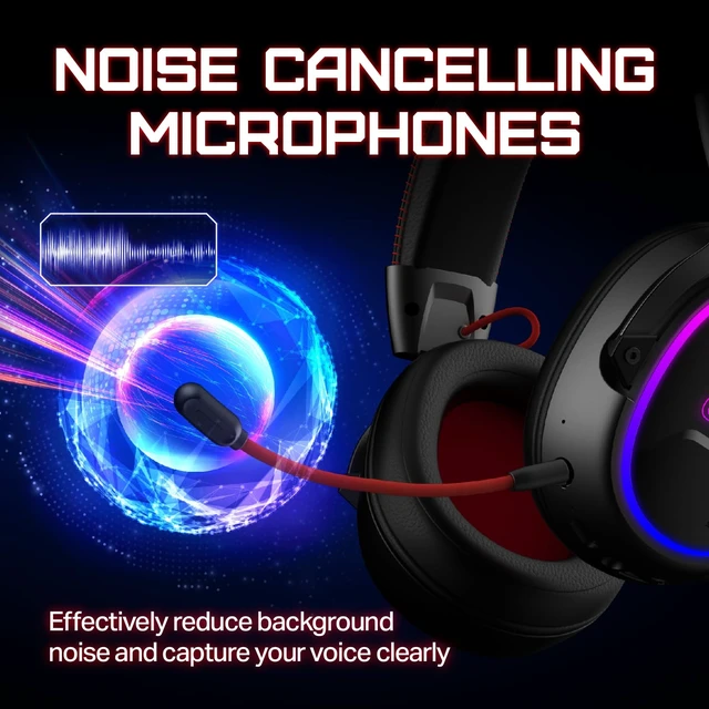 Alt view image 4 of 7 - Storm G2 Wireless Gaming Headsets, 7.1 Virtual Surround Sound, 3 EQ Modes, 2.4G Low Latency, 50mm Driver, 40H Playtime, RGB Light, Bluetooth 5.3, Compatible with PC, Console, Mobile, Black